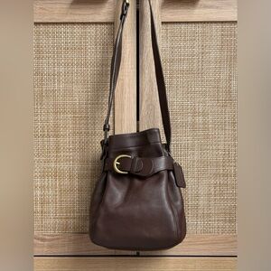 COACH Vintage SoHo Mahogany Brown Leather Belted Buckle Pouch Crossbody Bag 4156